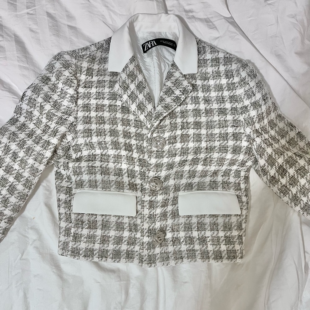 An XS (fits small to medium) ZARA tweed jacket, worn about 2-3x times